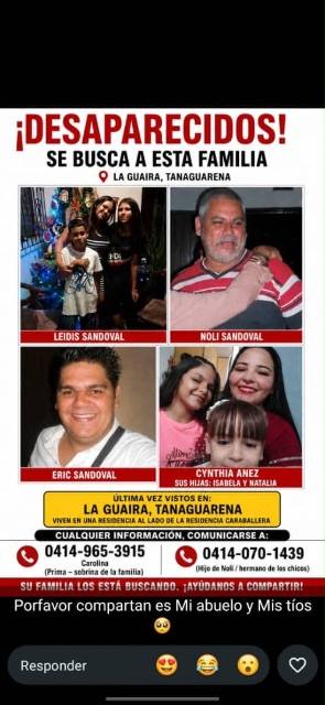 Foto de Leidis sandoval, Noli Sandoval, Eric Sandoval, Cynthia Anel y sus hijas isabela y natalia.