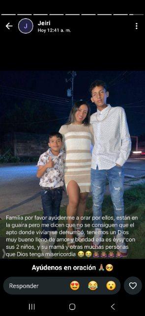 Foto de Eisi escalona Samuel florian y jorge florian  y su mamá