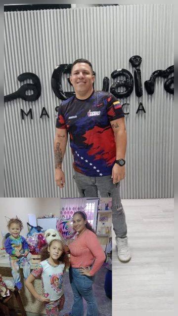 Foto de Yonaiker Oriana y sus hijos