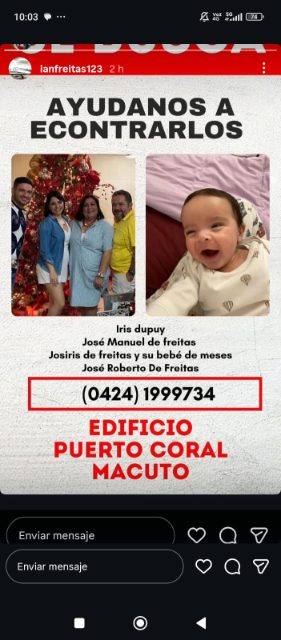 Foto de Josiris de freitas y su bebé de dos meses