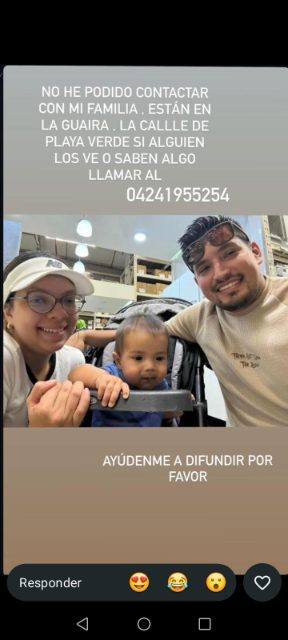 Foto de Diliana Sánchez, yefferson González y su hijo Santiago gonzalez