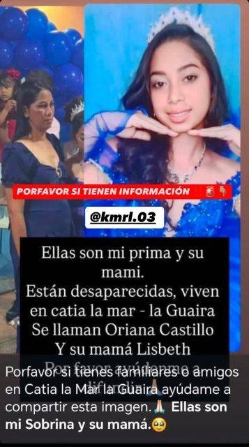 Foto de Oriana castillo y su madre lisbeth