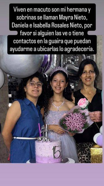 Foto de Maya Nieto y sus hijas Daniela e Isabella Rosales nieto