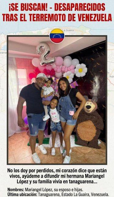 Foto de Mariangel López, y su familia