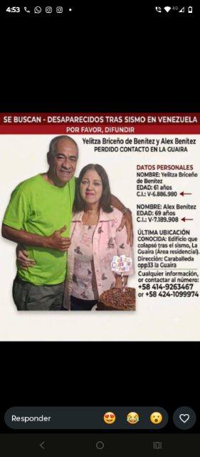 Foto de Yelitza Briceño de Benites y Alex Benítez