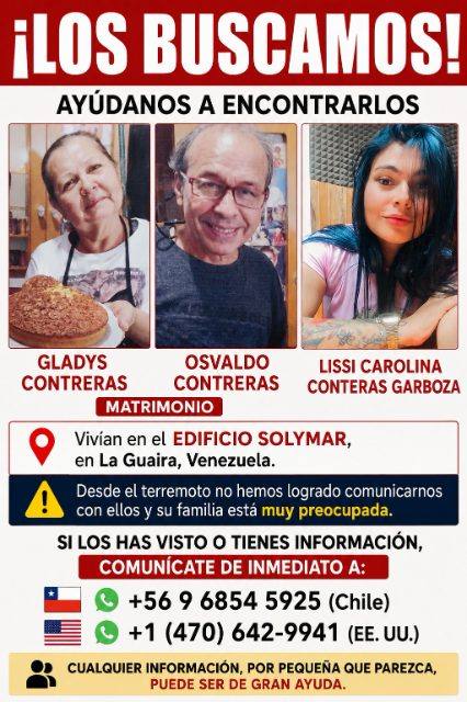 Foto de Gladys Contreras, Osvaldo Contreras y Lissi Contreras