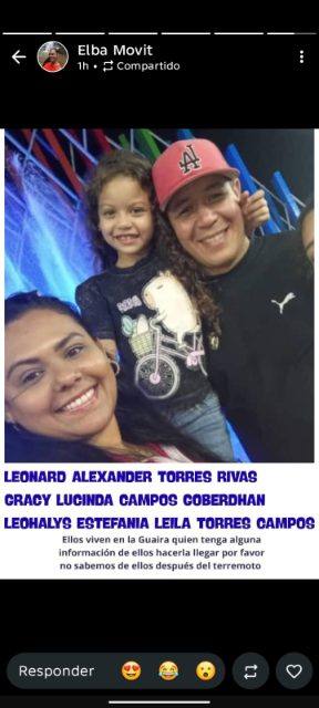 Foto de Leonard torres, gracy campos y leohalis torres