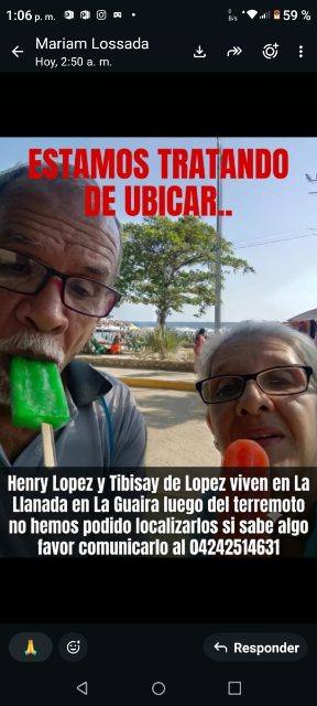 Foto de Henrry López y Tibisai de Lopez