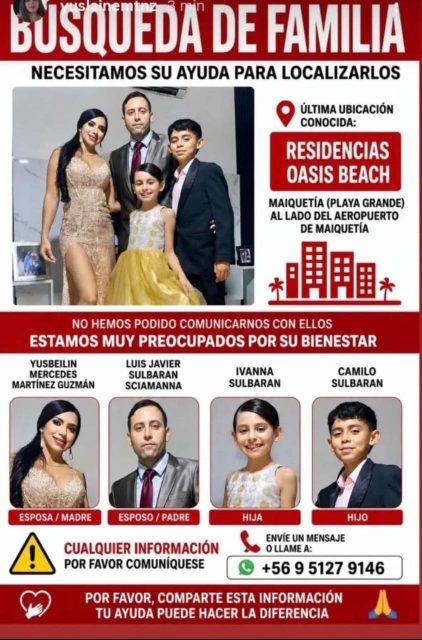 Foto de Yusbelin Mercedes Martinez Gusman y sus hijos y esposo