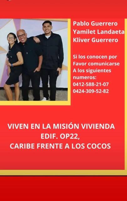 Foto de Pablo guerrero Yamileth landaeta  kliver guerrero