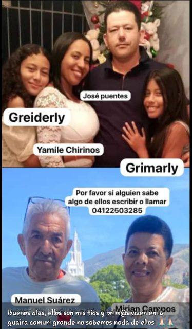 Foto de Manuel Suarez,Mirian Campos,Yamileth Chirinos,Greiderly Puentes,Grimarly Puentes,José Puentes
