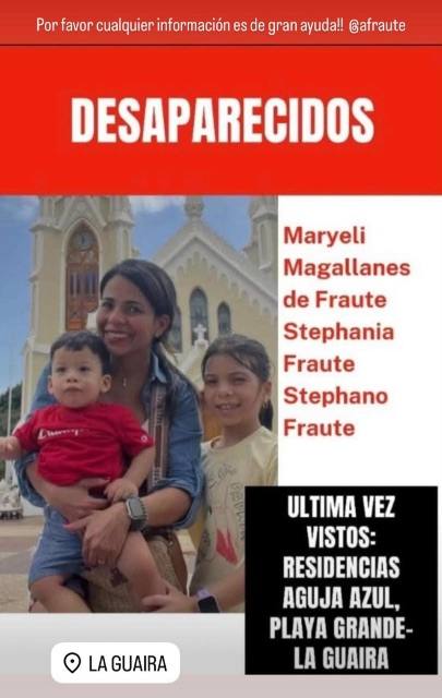 Foto de Mayerly Magallanes de fraute, Stephanie fraute y Stephano fraute
