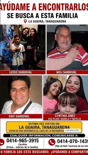 Foto de Leidis sandoval, Noli Sandoval, Eric Sandoval, Cynthia Anel y sus hijas isabella y natalia.