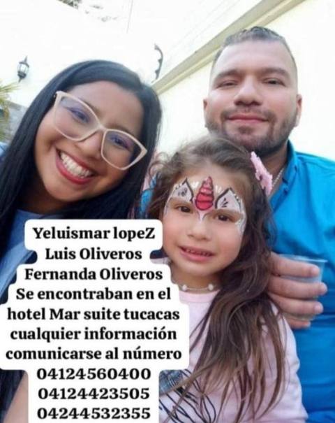 Foto de Luis Oliveros, Yeluismar López y Fernanda Oliveros