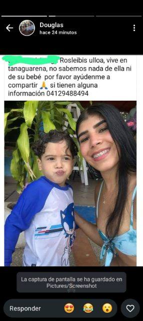 Foto de Rosleibi Ulloa y su hijo