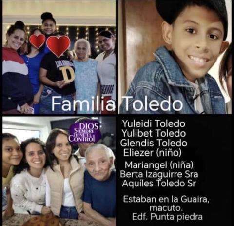 Foto de Yuleidi Toledo , Yulibet Toledo , Glendis Toledo, Eliezer (niño), Mariangel (niña) , Berta Izaguirre, Aquiles Toledo ,