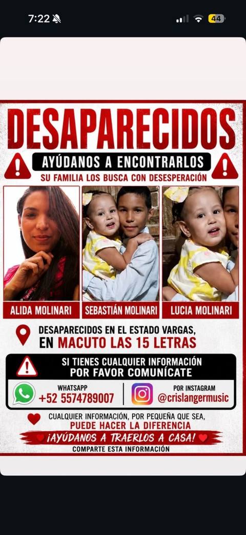 Foto de Alida carrera Molinari y sus hijos