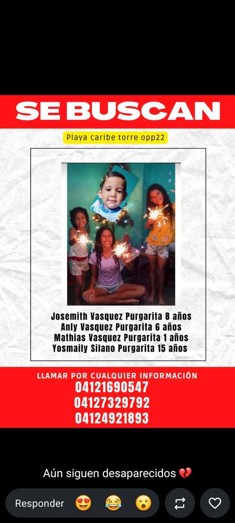 Foto de 4 niños desaparecidos.
