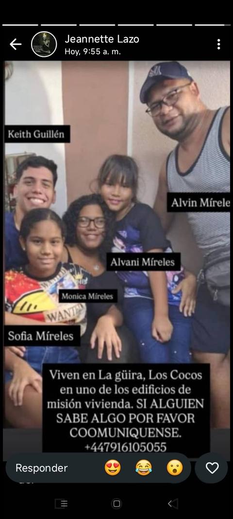 Foto de Alvin Míreles morillo y su familia