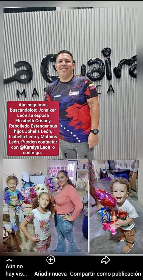 Foto de Yonaiker León y su familia