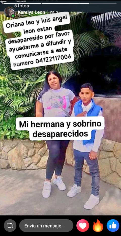 Foto de Oriana León y su hijo Luisangel León