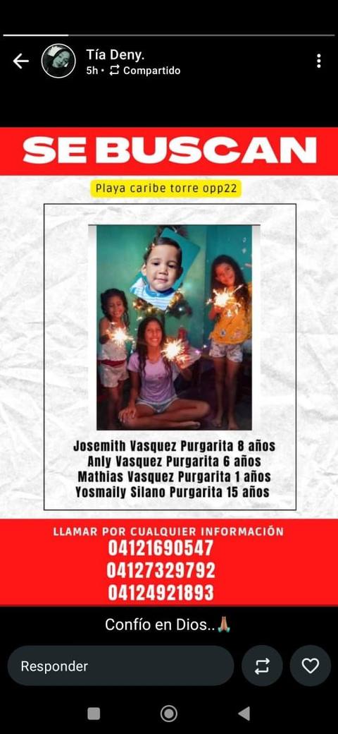 Foto de Josmaily silano ,josemith Vasquez,Anly Vasquez, Mathias Vasquez purgarita