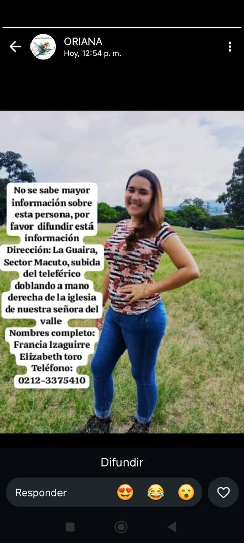 Foto de Francia Elizabeth Izaguirre Toro.