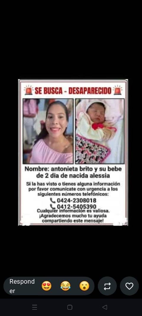 Foto de antonieta brito y su bebe alessia