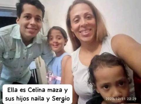 Foto de Celina maza y sus hijos