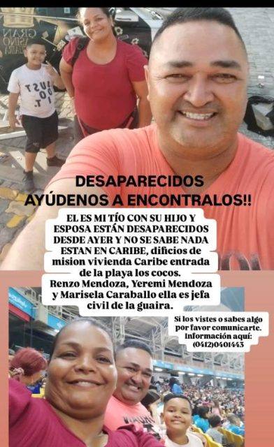 Foto de Renzo Mendoza. Yeremi Mendoza. Marisela Caraballo