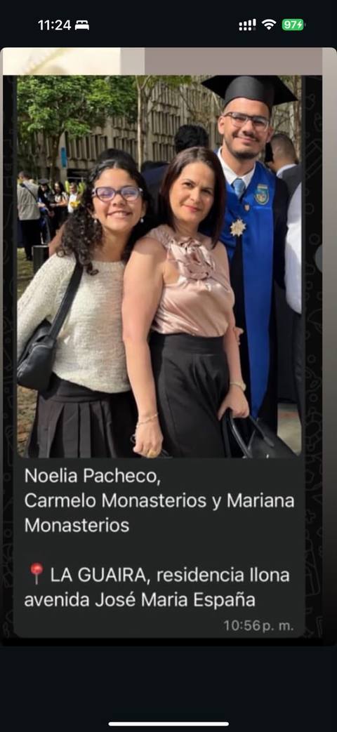 Foto de Noelia, Carmelo y Mariana Monasterios