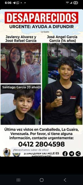 Foto de #Repost @luisazuajer  —— 🚨URGENTE DESAPARECIDOS🚨  (La Guaira, Caraballeda)  Familia García Álvarez:  -José Rafael Garc