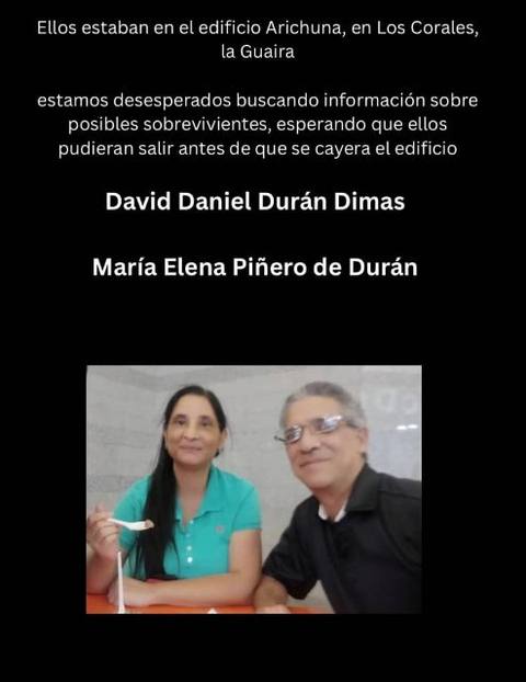 Foto de María Elena Piñero de Duran  CI: 6886449 David Daniel Duran Dimas  Ci 6201193