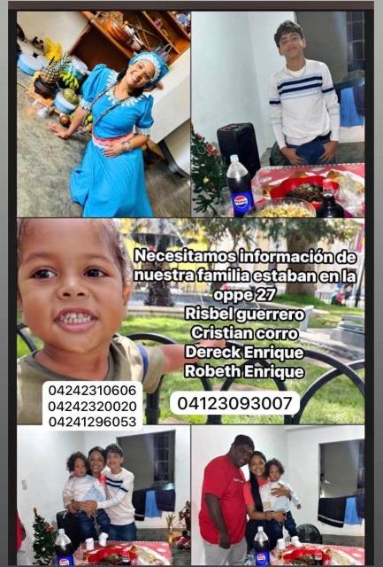 Foto de Familia desaparecida Rizbel guerrero, cristian corro,derek Enrique, Robert enrique