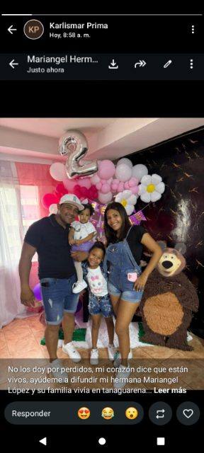 Foto de Mariangel, si esposo yosande,sus hijas niñas pequeñas miriangel yabril