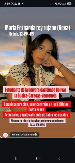 Foto de María Fernanda Rey Rujano (Apodo: Nena)