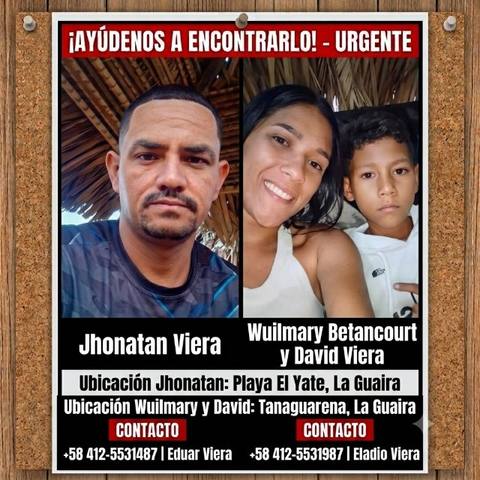 Foto de Jhonatan Viera, Wuilmary Betancourt y David Viera