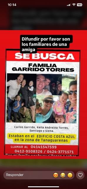 Foto de Keila Andreína torres , Carlos garrido y sus dos hijos Santiago y siena