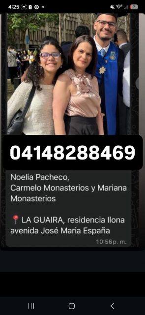 Foto de Noelia Pacheco (Madre), Carmelo Monasterios (Hijo), y Mariana Monasterios (Hija)