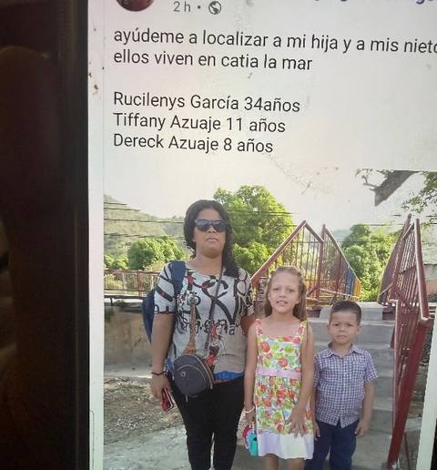 Foto de Rucilenys García 34años Tiffany Azuaje 11 años Dereck Azuaje 8 años