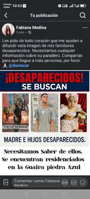 Foto de Astrid Rondón y hijos