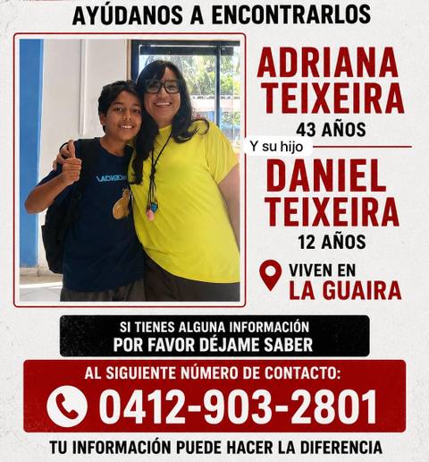 Foto de Adriana y su hijo Daniel teixeira
