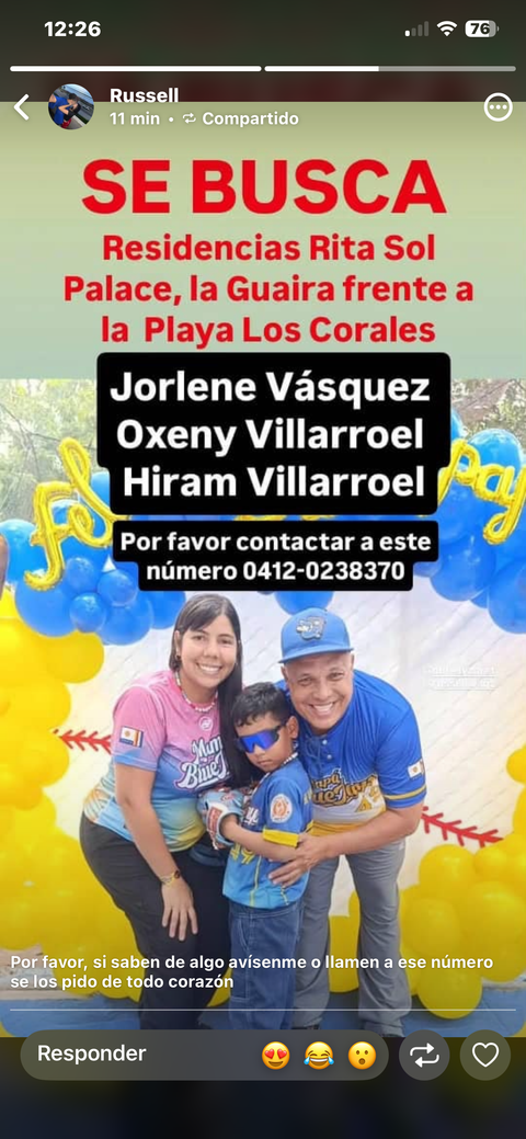 Foto de Jorlene Vásquez, Hiram Villaroel y Oxeny Villaroel Vásquez, Villaroel