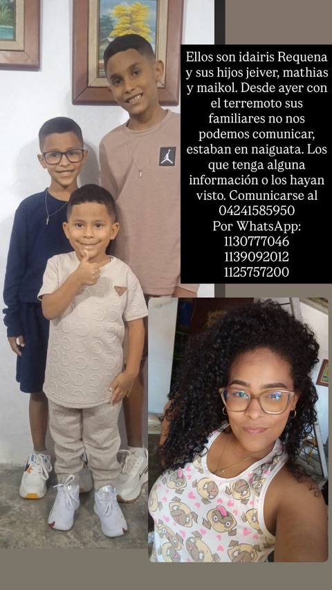 Foto de Idairis Requena y sus hijos.