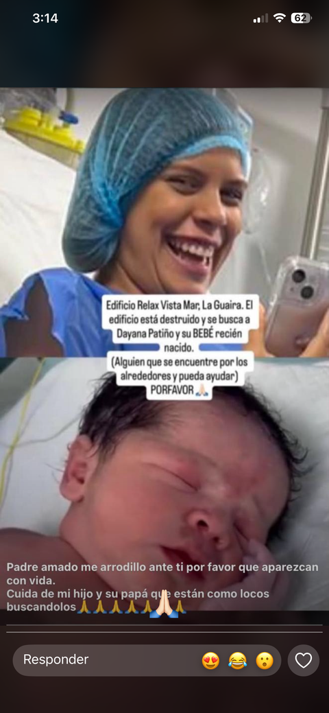 Foto de Dayana y su bebé Patiño