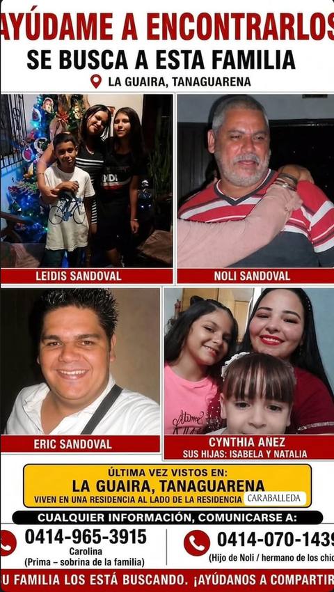 Foto de Leidis sandoval, Noli Sandoval, Eric Sandoval, Cynthia Anel y sus hijas isabela y natalia. Sandoval
