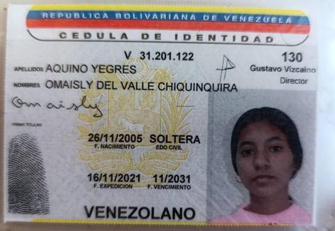 Foto de Osmaily del valle Aquino yegres