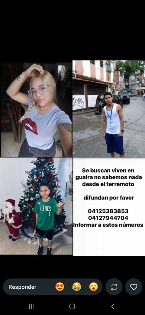 Foto de Ilie Galindez, esposa e hijo Galindez perez