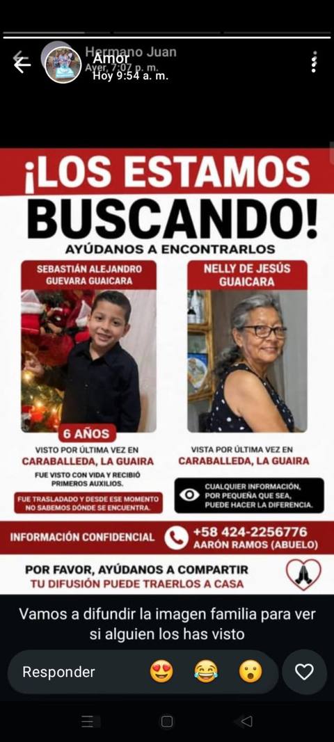 Foto de Sebastian Alejandro Guevara guaicara y su abuela Nelly de Jesús guaicara
