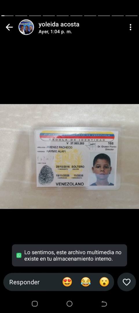 Foto de Raymie Alafi Jiménez Pacheco